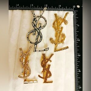 4 Gold and Silver Designer Initial Brooch Set
